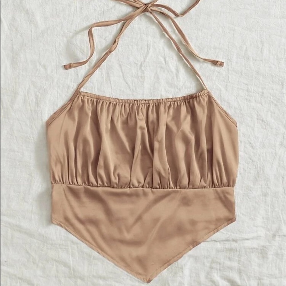 Ruched Bust Tie Back Halter Top